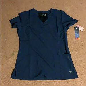 Navy Blue White Cross Scrub Top